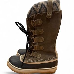 Sorel Joan of Arctic Knit II Waterproof‎ Winter Boots Women's Size 7 Green